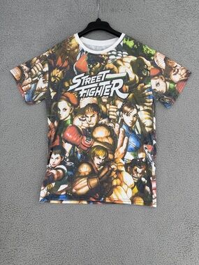 Street Fighter men’s large short sleeve AOP Graphic T-shirt Multi-Color Stretch